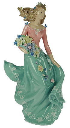 Статуэтка девушка с цветами, фарфор 36см (856402)
