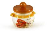 Банка для сыпучих продуктов с деревянной крышкой (чай) "маки" (694862)