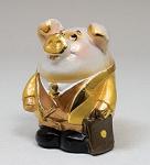 15869 копилка гипсовая "свин в пиджаке" зол. (779319)