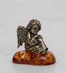 Фигурка "ангел грустный" (латунь, янтарь) (808379)