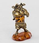 Фигурка "бык боксер" (латунь, янтарь) (886564)