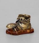 Фигурка "башмак на подставке" (латунь, янтарь) (852346)