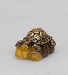 Фигурка "черепаха на подставке" (латунь, янтарь нат.) (871488)