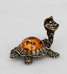 Фигурка "черепаха в шляпе" (латунь, янтарь) (779808)