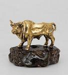 Фигурка "бык" (латунь, янтарь нат.) (874642)