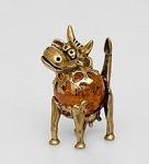 Фигурка "буренка" (латунь, янтарь) (871470)