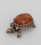 Фигурка "черепаха" (латунь, янтарь) (780006)