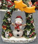 Фигурка декоративная Снеговик и ёлочки с подсветкой 22*9*25см (928261)