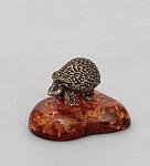 Фигурка "ежик на подставке" (латунь, янтарь) (780020)