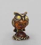 Фигурка "филин на подставке" мал. (латунь, янтарь) (837027)