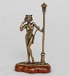 Фигурка "кошечка под фонарем" (латунь, янтарь) (871525)