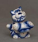 Фигурка "кот с колбасой" (гжельский фарфор) (832804)