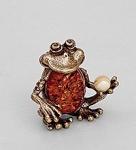 Фигурка "лягушка с шаром" (латунь, янтарь) (779957)