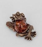 Фигурка "лягушка на лепестке" (латунь, янтарь) (779955)