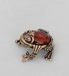 Фигурка "лягушка-жаба" (латунь, янтарь) (780027)