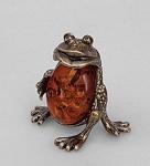 Фигурка "лягушка" (латунь, янтарь) (780008)