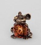 Фигурка "мышонок" (латунь, янтарь) (779954)