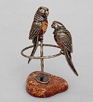 Фигурка "попугаи" (латунь, янтарь) (779983)