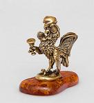 Фигурка "петух с рюмкой" (латунь, янтарь) (871469)