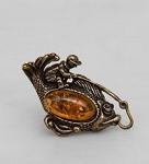 Фигурка "рыба с рыбаком" (латунь, янтарь) (779817)