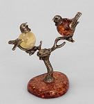 Фигурка "птички на дереве" (латунь, янтарь) (779982)