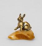 Фигурка "заяц" мал. (латунь, янтарь нат.) (871496)