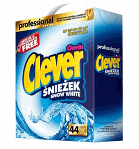 Бесфосфатный стиральный порошок Clever professional snow white 3,3кг