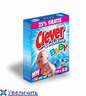 Порошок бесфосфатный CLEVER BABY sensitive  для стирки детского белья с момента рождения ребенка, 500 гр.