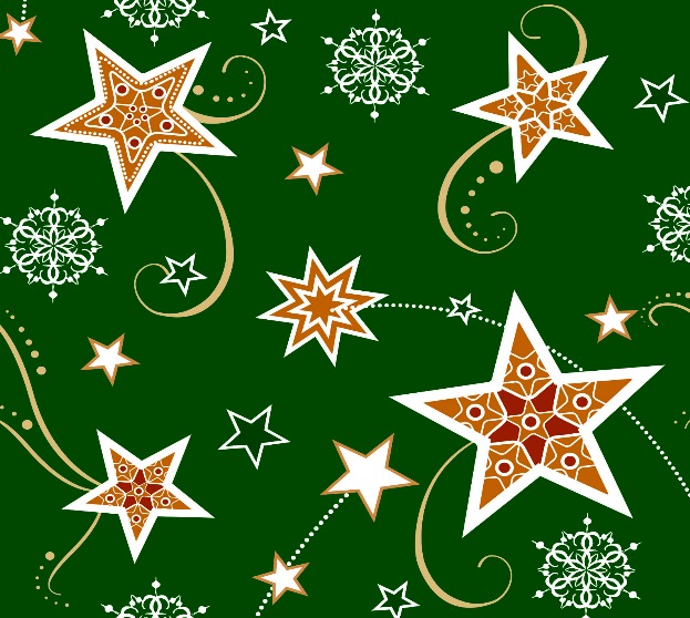 Салфетки праздничные трехслойные Звёзды на зеленом