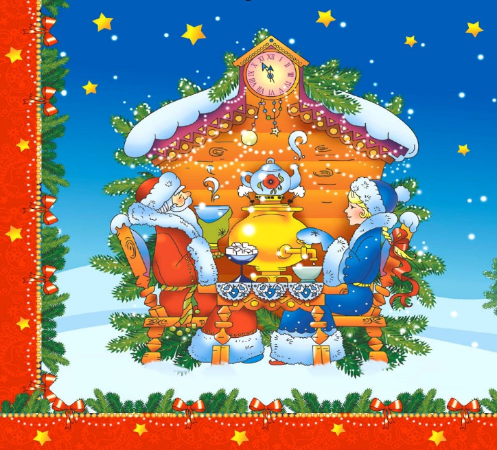 Салфетки праздничные трехслойные Дед мороз и снегурочка
