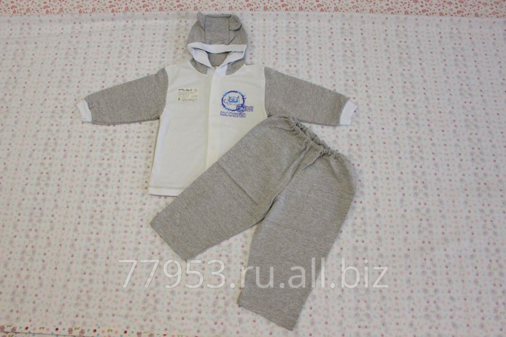 Костюм детский куртка+брюки с ушками, печать монстрик 3675-ф-10 футер, размер 48-74