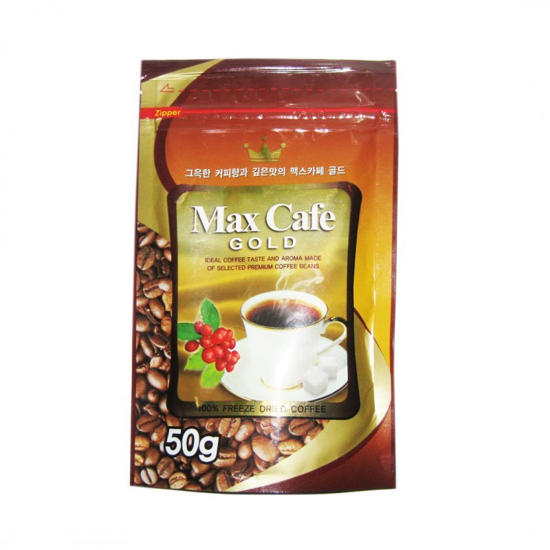 Натуральный растворимый сублимированный кофе Max Cafe Gold мягкий вкус мягкая упаковка 50 гр