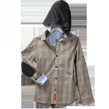 М724 Рубашка с капюшоном для мальчика, в клеточку