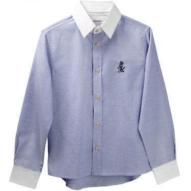 Рубашка для мальчика, со съемным воротником, цвет бело-голубой