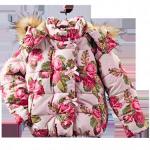 Д803 Куртка для девочки, розовый с принтом Крупные цветы