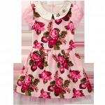 Д830 Платье принтованное для девочки, розовый с принтом Крупные цветы