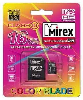 Карта памяти microSDHC с адаптером 16 GB  class 10