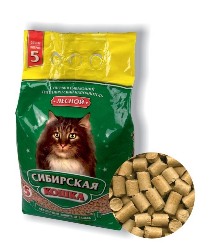 Наполнитель древесный Сибирская кошка, 7 л.