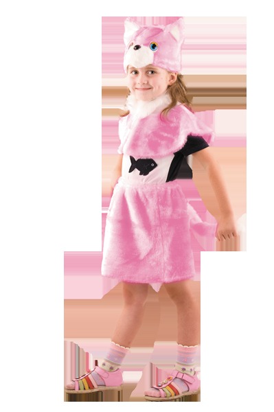 Детский карнавальный костюм Кошка розовая