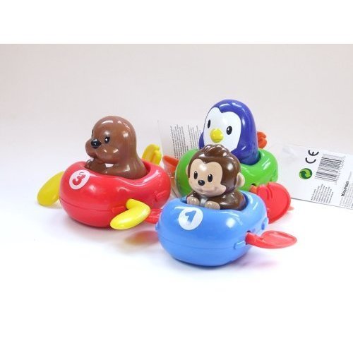 Игрушки для ванной в ассортименте обезьяна, пингвинёнок, морской лев с крутящимися ластами 12299