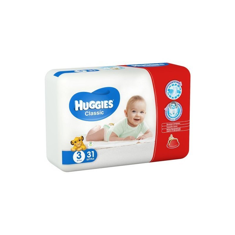 Подгузники Huggies Classic Conv Pack 3 4-9 кг 31 шт