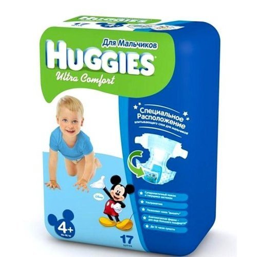 Подгузники Huggies Ultra Comfort 4+ для мальчиков 10-16 кг 17 шт