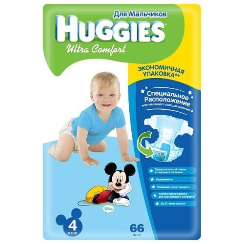 Подгузники Huggies Ultra Comfort Mega 4 для мальчиков 8-14 кг 66 шт