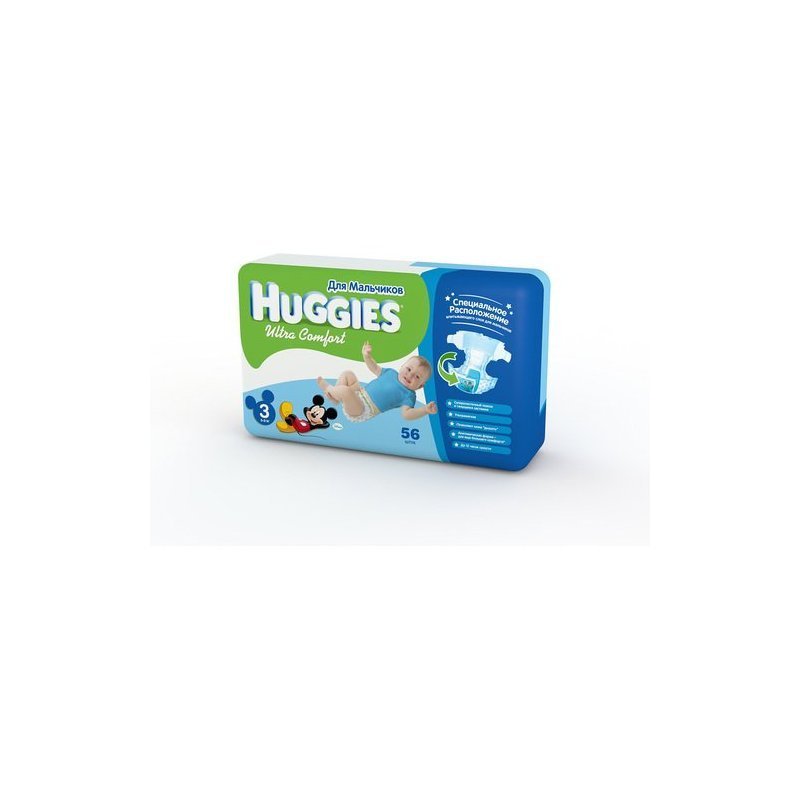 Подгузники Huggies Ultra Comfort Mega 5 для мальчиков 12-22 кг 56 шт