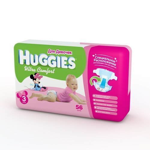 Подгузники Huggies Ultra Comfort Mega 5 для девочек 12-22 кг 56 шт