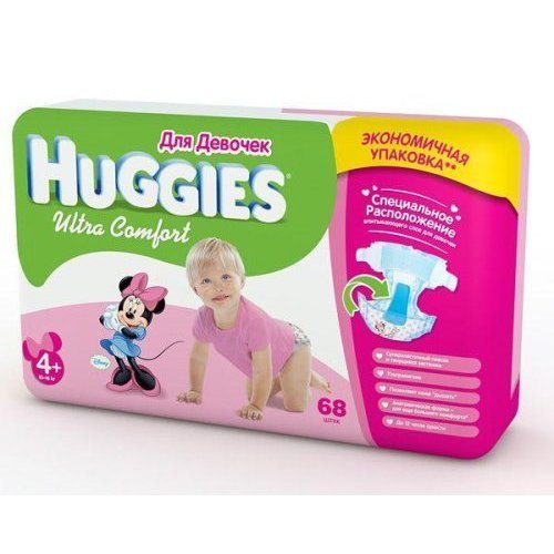 Подгузники Huggies Ultra Comfort Giga 4+ для девочек 10-16 кг 68 шт