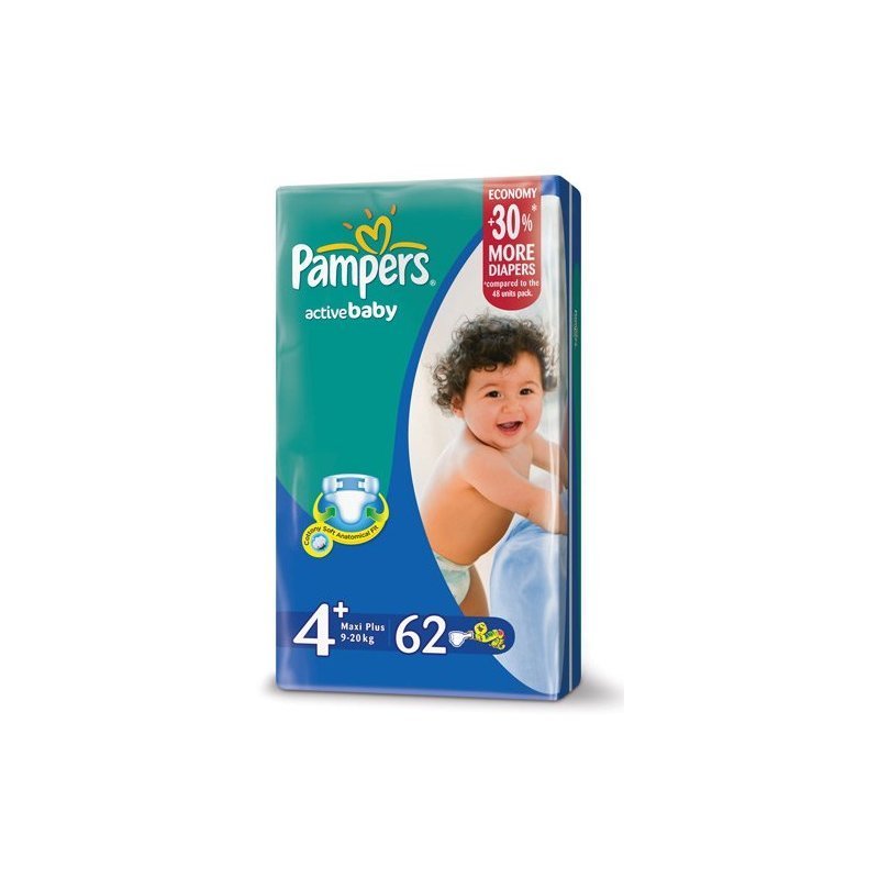 Подгузники Pampers Active Baby Jumbo 4+ 9-16 кг 62 шт