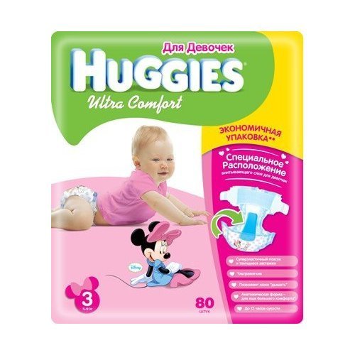 Подгузники Huggies Ultra Comfort Mega 3 для девочек 5-9 кг 80 шт