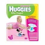 Подгузники Huggies Ultra Comfort Mega 3 для девочек 5-9 кг 80 шт