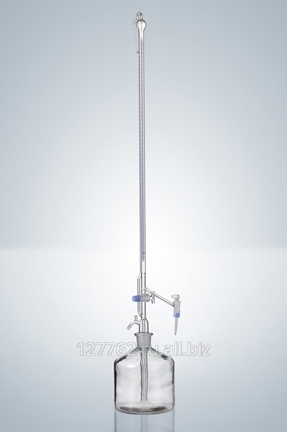 Автоматическая бюретка Пеллета Hirschmann 50 : 0,1 мл, класс AS, с промежуточным краном, светлое стекло, синяя градуировка, стеклянные краны Артикул 3540175